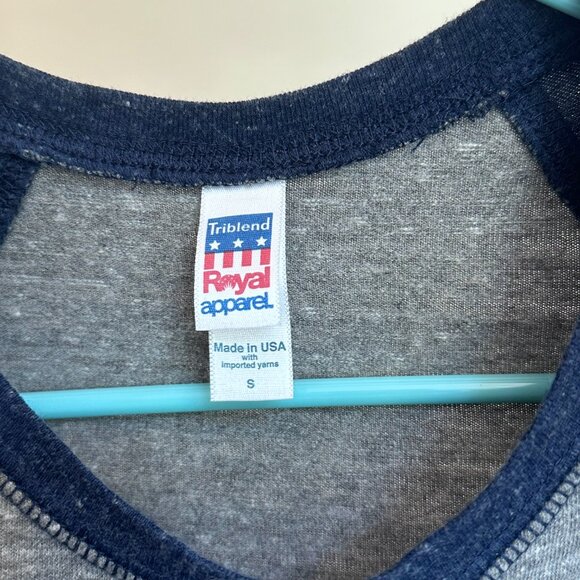 George W. Bush heather grey and navy 3/4 sleeve cotton men's shirt, size X-Small - Picture 5 of 7